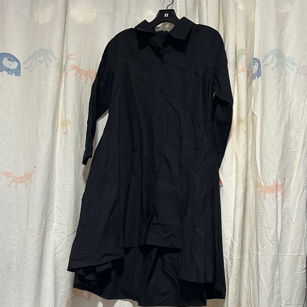 Gracia Black Long Button-Front Tunic/Dress M